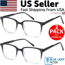 2 PK Unisex Blue Light Blocking Reading Glasses Computer Readers For Men Women (Frame Pattern: Black & Clear, Magnification Strength: =+3.00 strength)